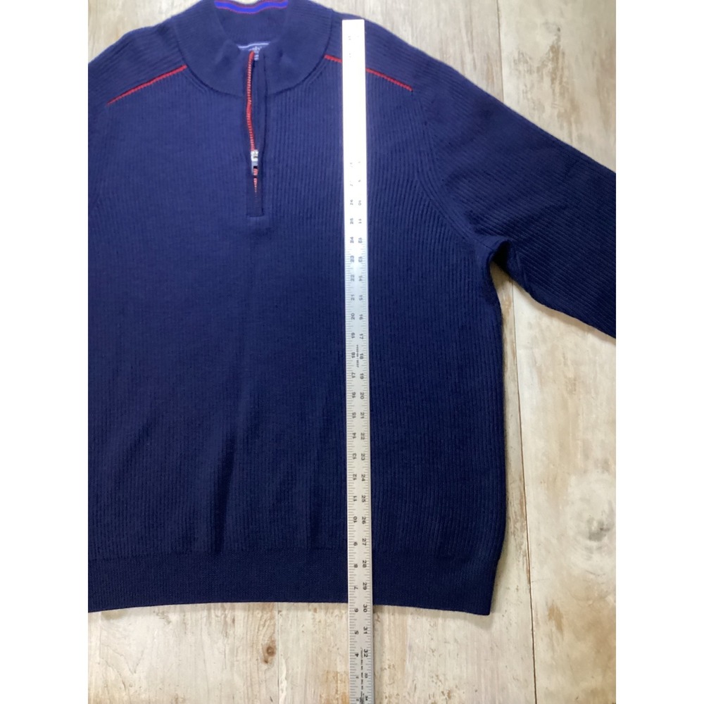 Vineyard Vines Mens Navy Blue Ribbed Sweater Mock Neck Pullover merino wool